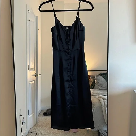 abercrombie black silk dress Women's The A&F Julia Slip Strapless Bow Detail Maxi Dress in Black | Size S